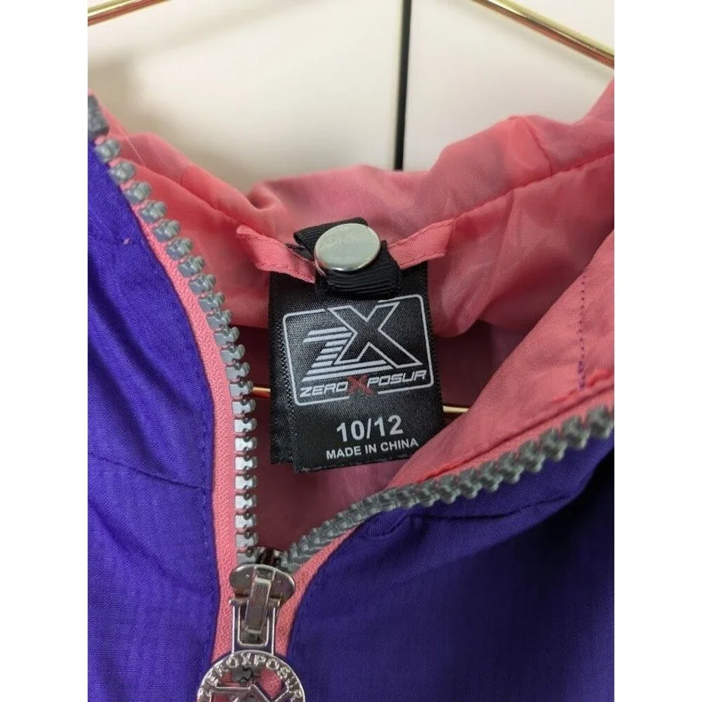 ZeroXPosur Purple and Pink Long Sleeve Windbreaker Full Zip Jacket 10/12